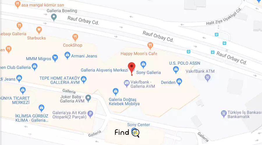 نقشه مرکز خرید گالریا آتاکوی استانبول