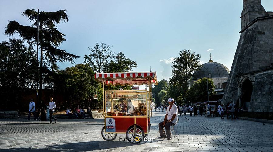نان سیمیت خوراکی ارزان خیابانی در ترکیه