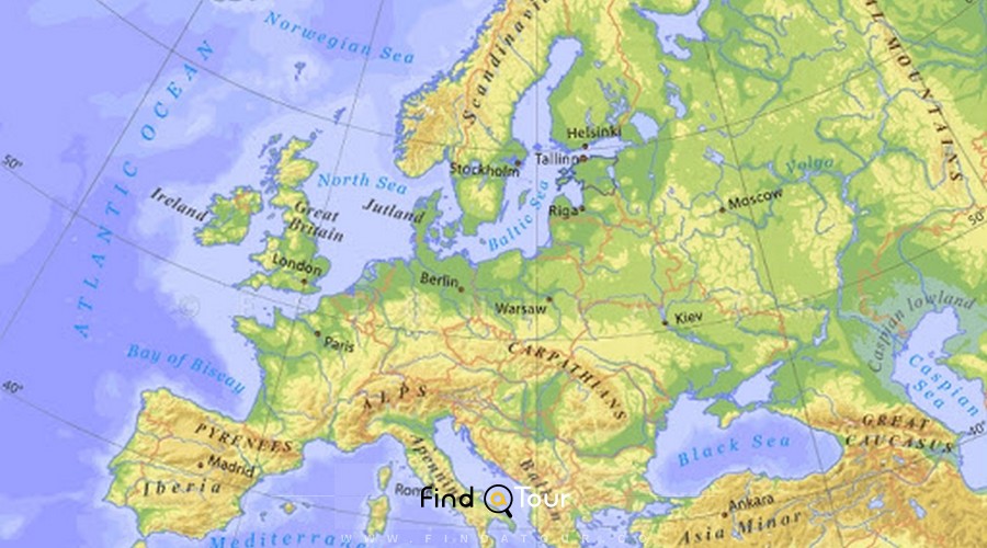 نقشه طبیعی اروپا