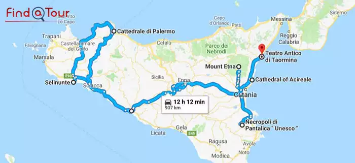 نقشه سفر به جزیره سیسیل