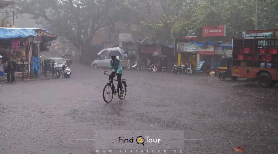 هوای بارانی در کشور هند باران های موسمی هند