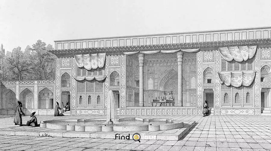 عکس قدیمی از ایوان اصلی کاخ گلستان ایران در تهران