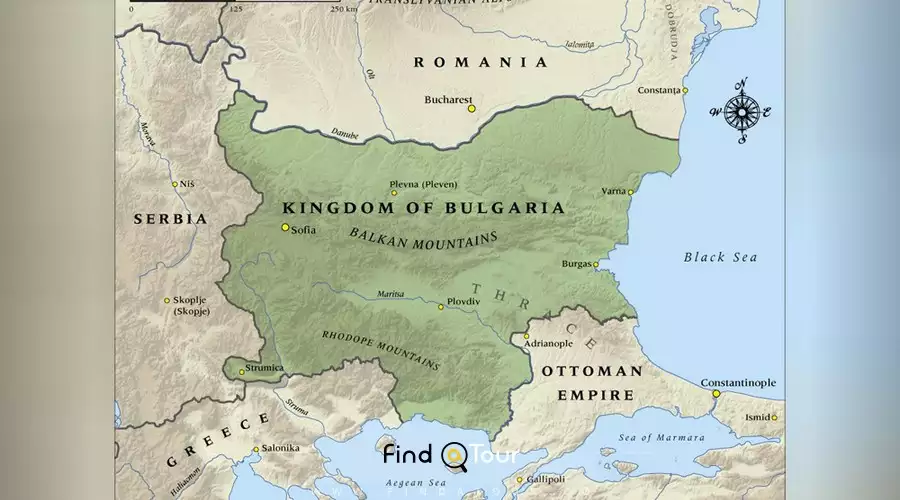 نقشه قدیمی کشور بلغارستان