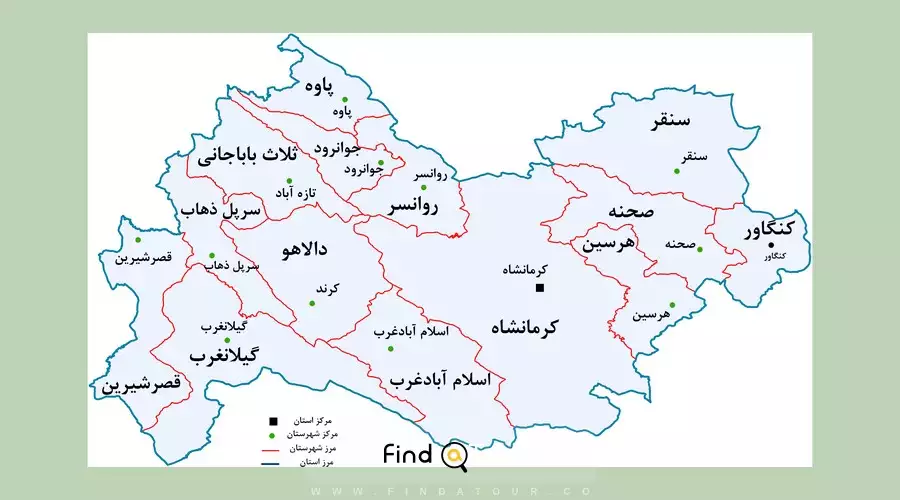 نقشه شهرهای کرمانشاه