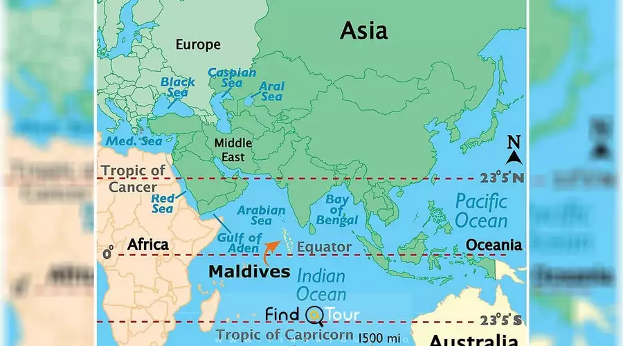 نقشه مالدیو در آسیا