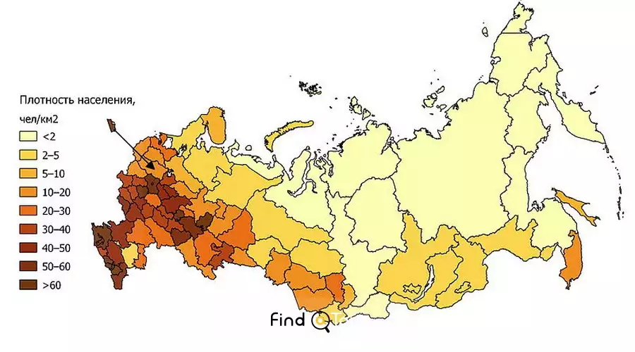 نقشه جمعیت کشور روسیه