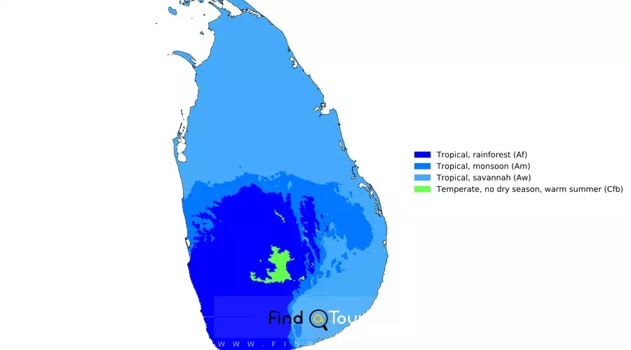 نقشه آب و هوای سریلانکا