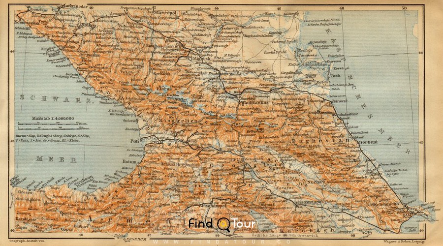 نقشه قدیمی کشور آذربایجان و همسایگان آن