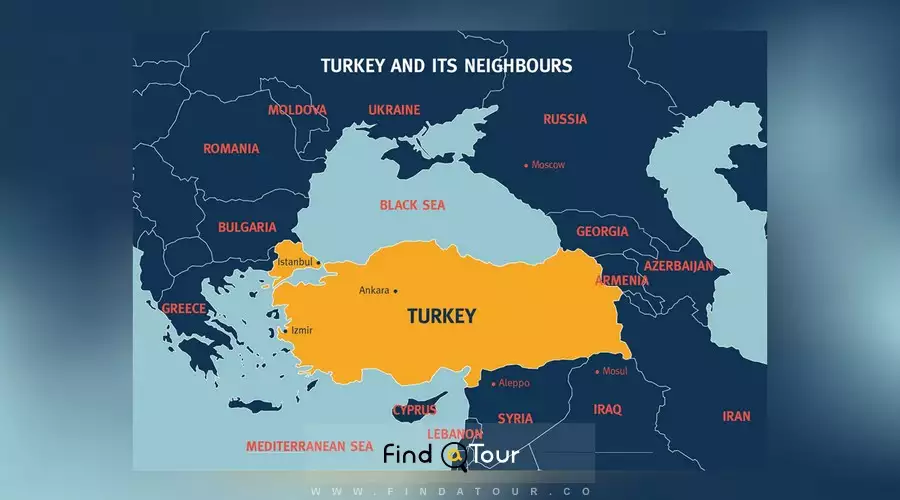 نقشه ترکیه و همسایگانش