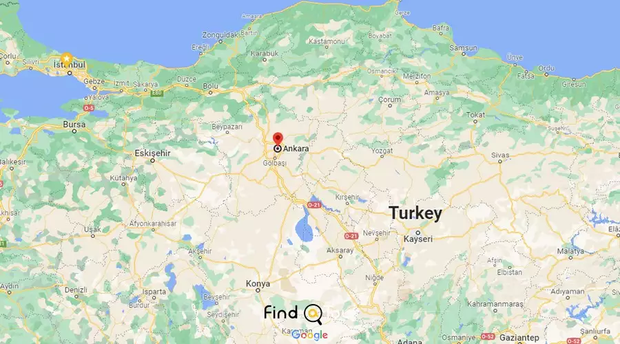 نقشه آنکارا پایتخت کشور ترکیه