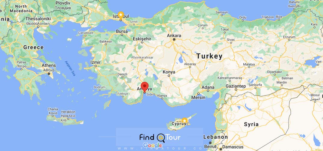 نقشه شهر آنتالیا در ترکیه