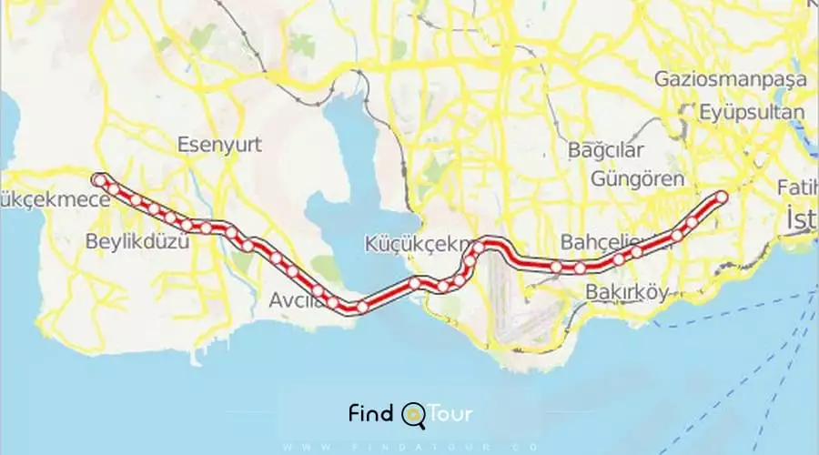 نقشه اتوبوس 34 سی استانبول