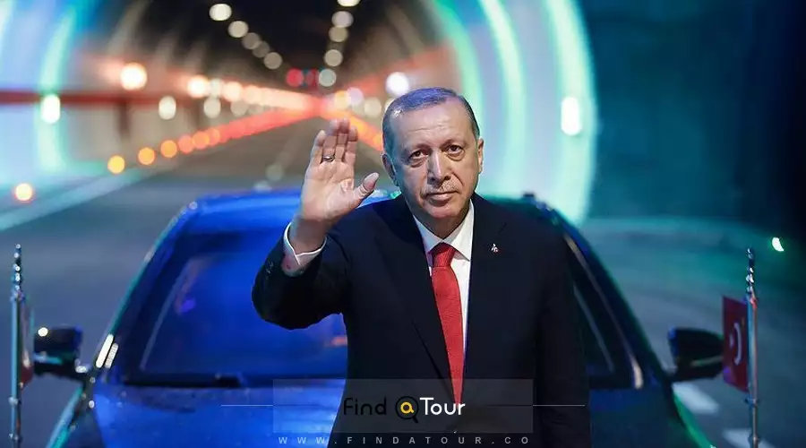 افتتاح تونل اوویت به دست رجب طیب اردوغان رییس جمهور ترکیه 