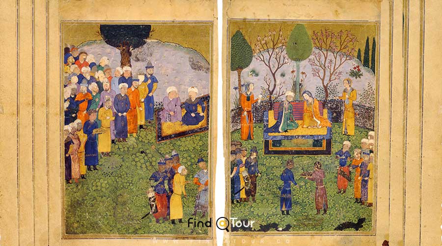 پلان و نقشه باغ ایرانی در نقاشی های مینیاتوری