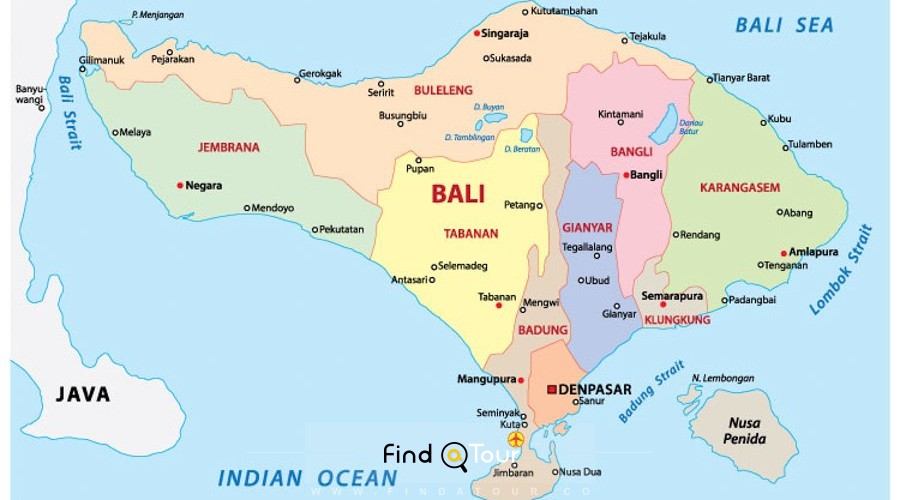 نقشه مناطق بالی