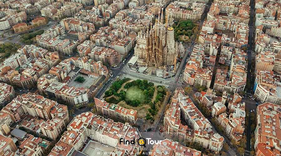 عکس هوایی از محله اهی بارسلون اسپانیا