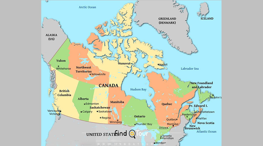 نقشه استان های کانادا