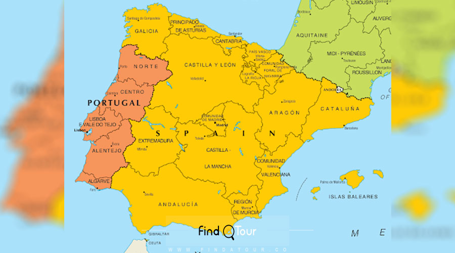 نقشه استان های اسپانیا