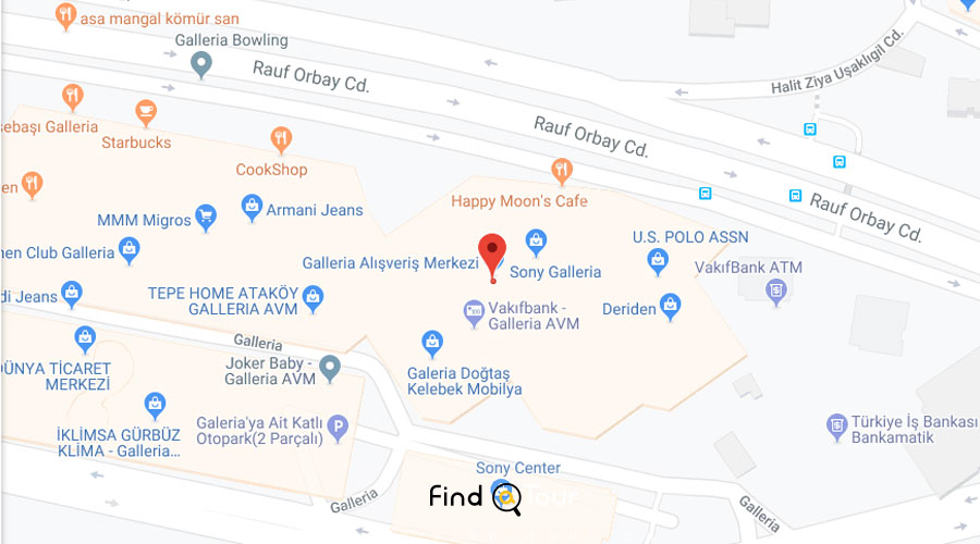 نقشه مرکز خرید گالریا آتاکوی استانبول