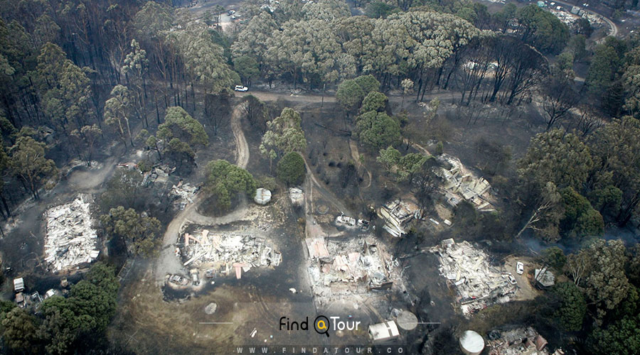 ویرانی خانه ها در آتش سوزی استرالیا