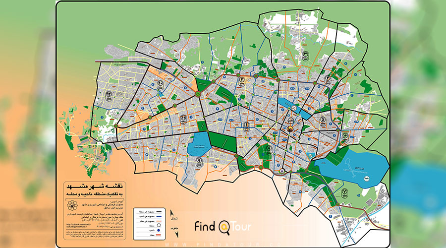 نقشه مناطق مشهد