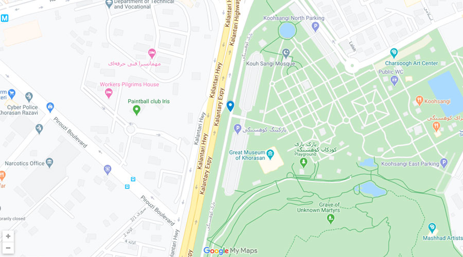 نقشه دسترسی به پارک کوهسنگی مشهد