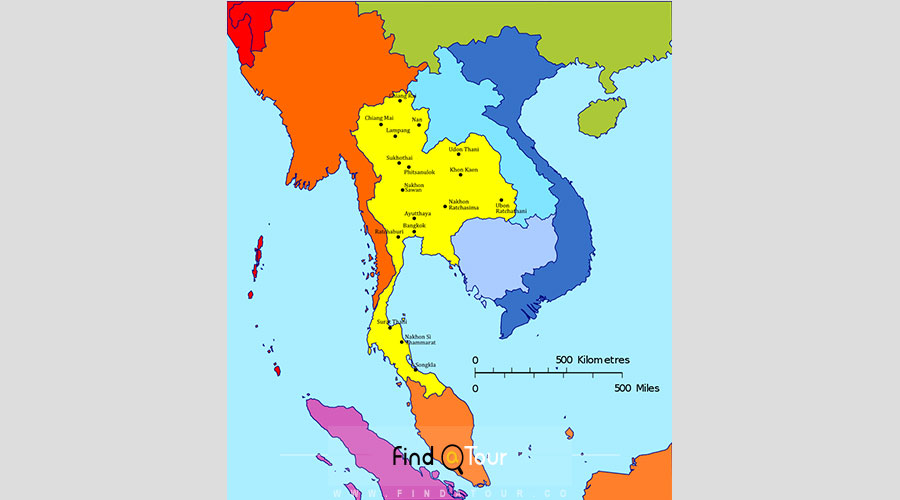نقشه شهرهای تایلند