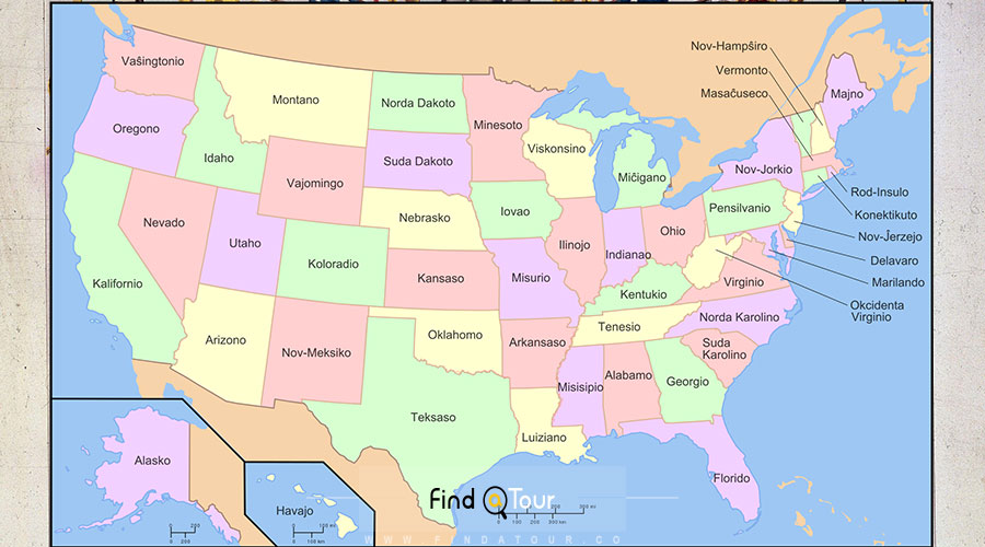 نقشه کامل کشور آمریکا