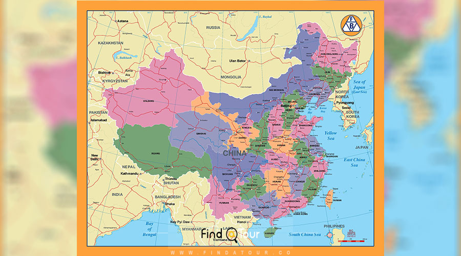 نقشه همه شهرهای چین