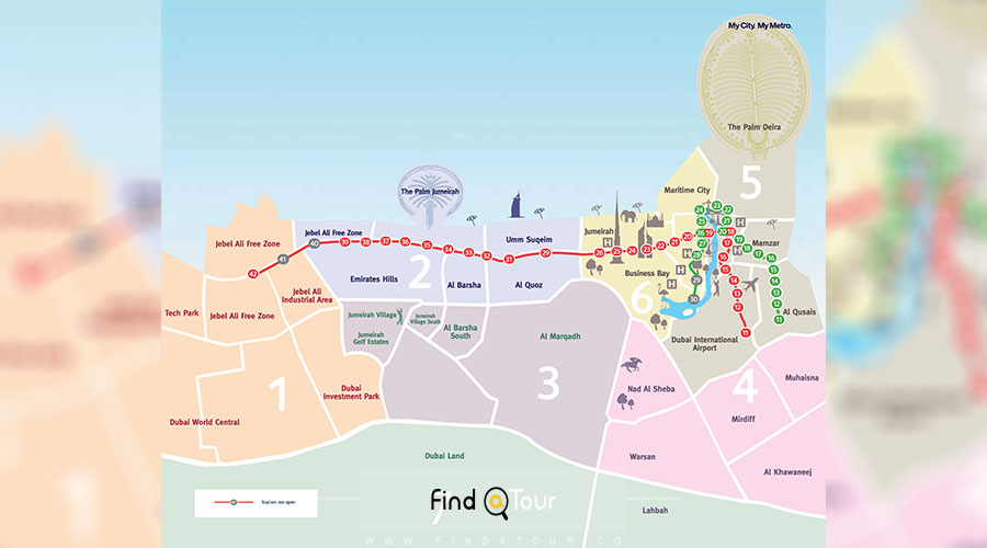 نقشه ایستگاه های متروی دبی