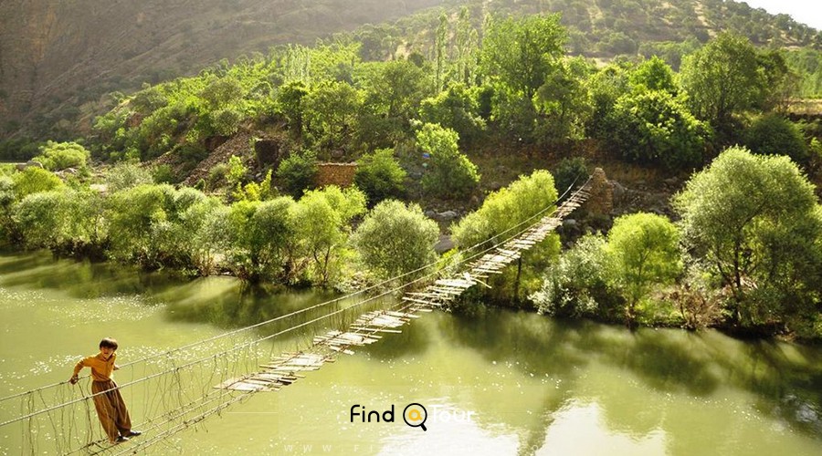 پل چوبی روستای بلبر کردستان