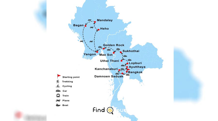 بازار شناور تایلند بر روی نقشه