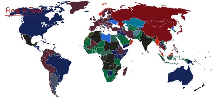 اینفوگرافی رنگ نقشه پاسپورت های کشورهای مختلف