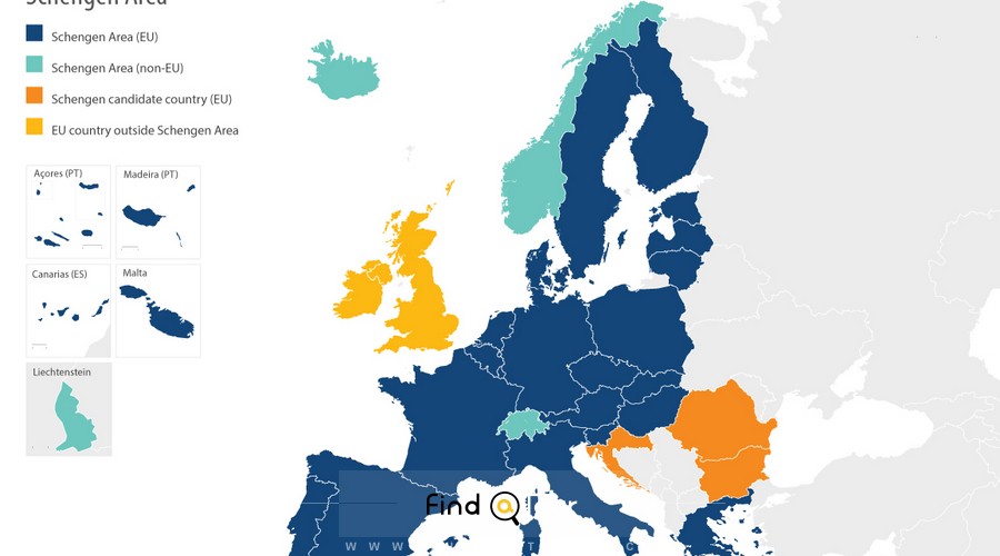 نقشه اروپا شینگن