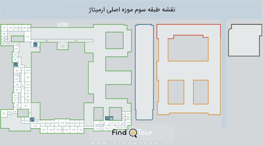 نقشه فارسی طبقه سوم موزه ارمتیاژ