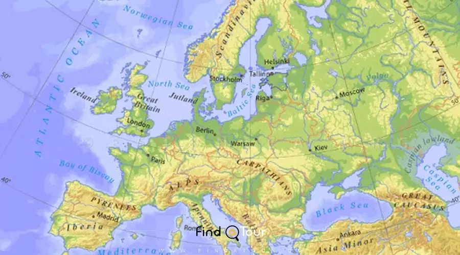 نقشه طبیعی اروپا
