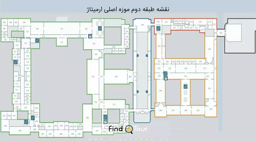 نقشه فارسی طبقه دوم موزه ارمتیاژ