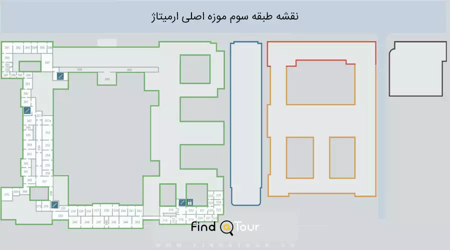 نقشه فارسی طبقه سوم موزه ارمتیاژ