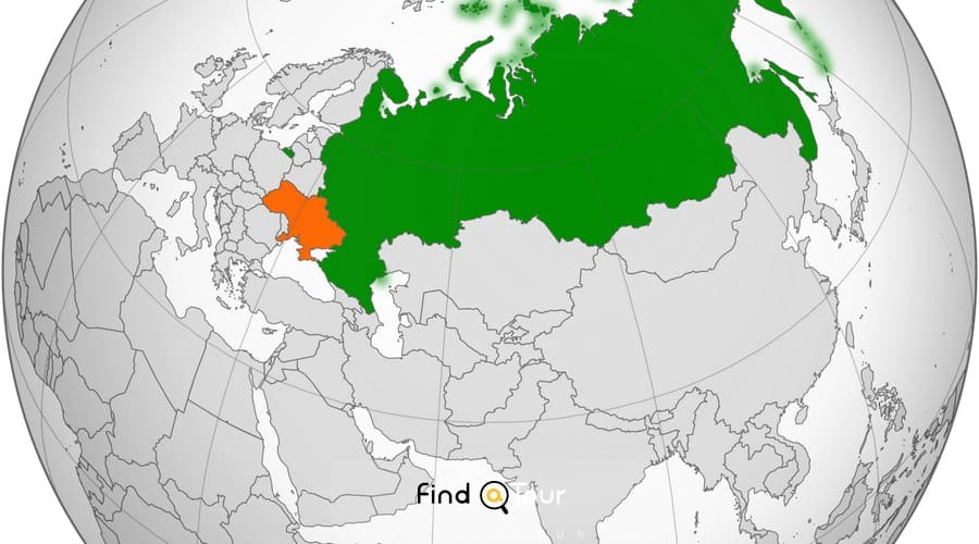 نقشه اوکراین و روسیه در جهان