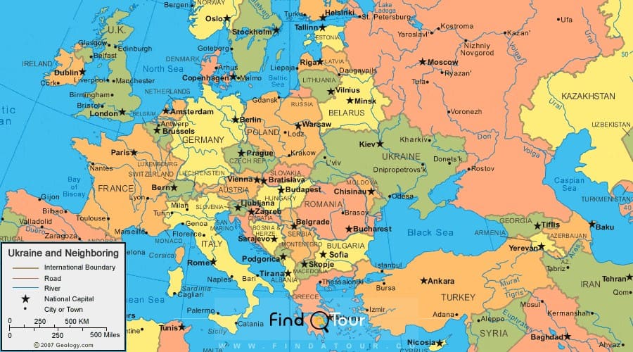 نقشه اوکراین در اروپا