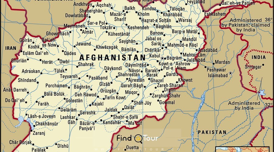 نقشه باکیفت شهرهای افغانستان
