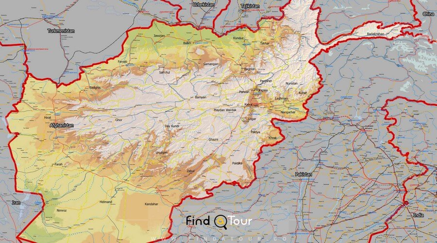 نقشه ماهواره ای طبیعت افغانستان