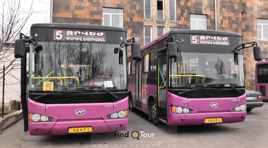 هزینه حمل و نقل در ارمنستان اتوبوس های ارمنستان