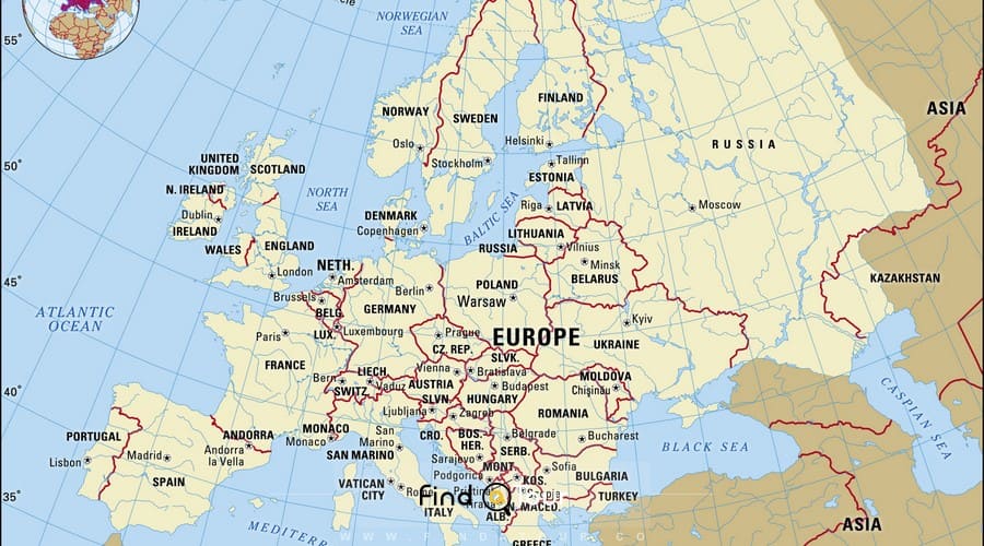 نقشه قاره اروپا