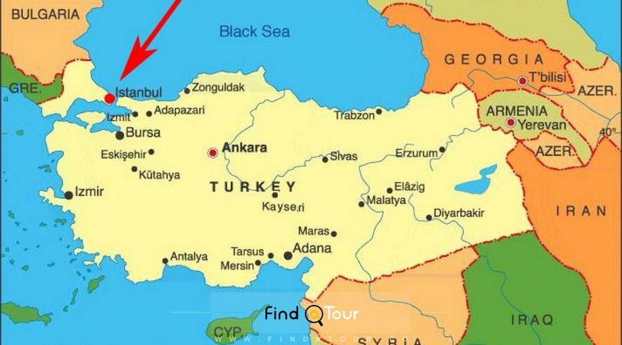 نقشه استانبول در کشور ترکیه