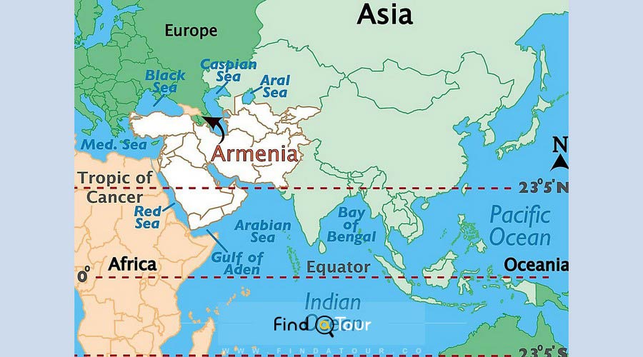 نقشه ارمنستان در آسیا