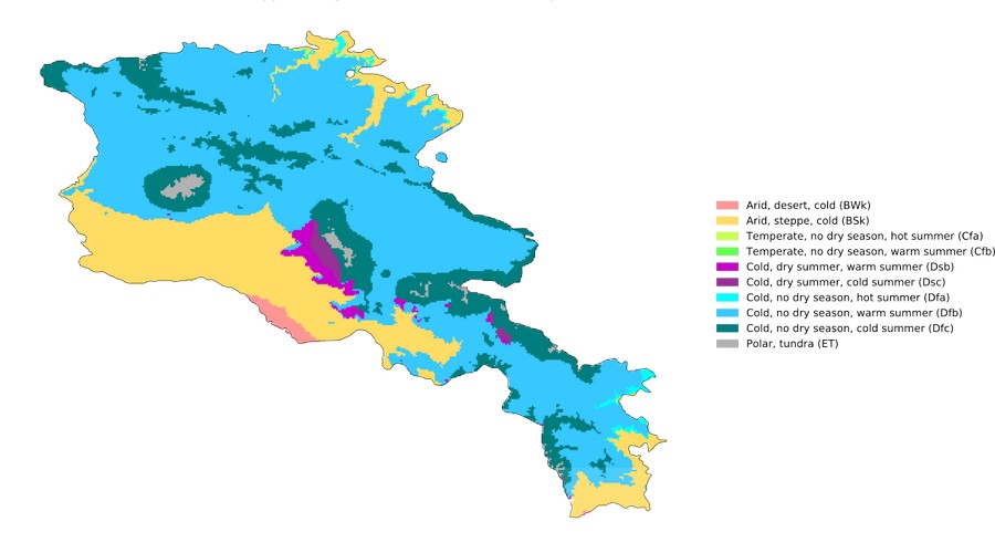 نقشه آب و هوای ارمنستان