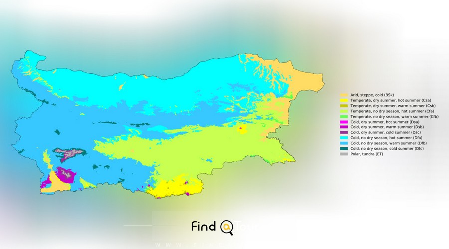 نقشه آب و هوای کشور بلغارستان
