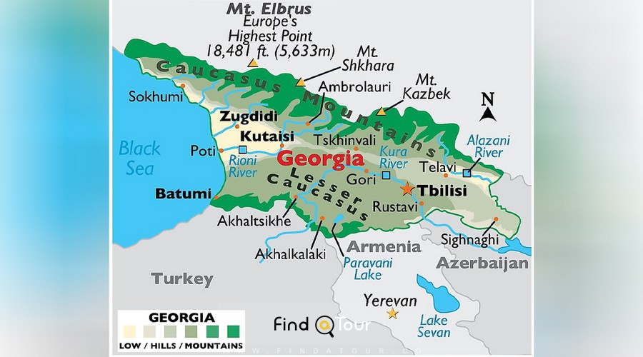 نقشه گرجستان و همسایگان