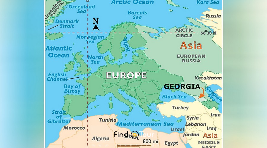 نقشه گرجستان روی کره زمین